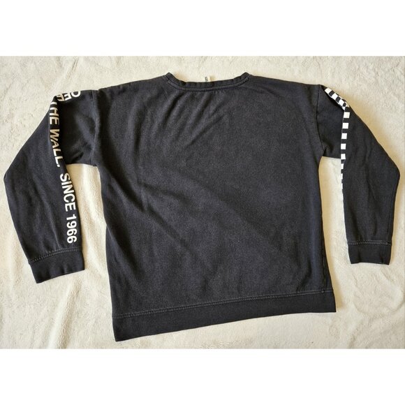 Vans Sweatshirt Womens Large Black Long Sleeve Pullover Checker Sleeve - Picture 7 of 13